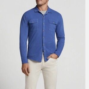 Peter Millar Men's Ocean Blue Lava Wash Knit Shirt XXL